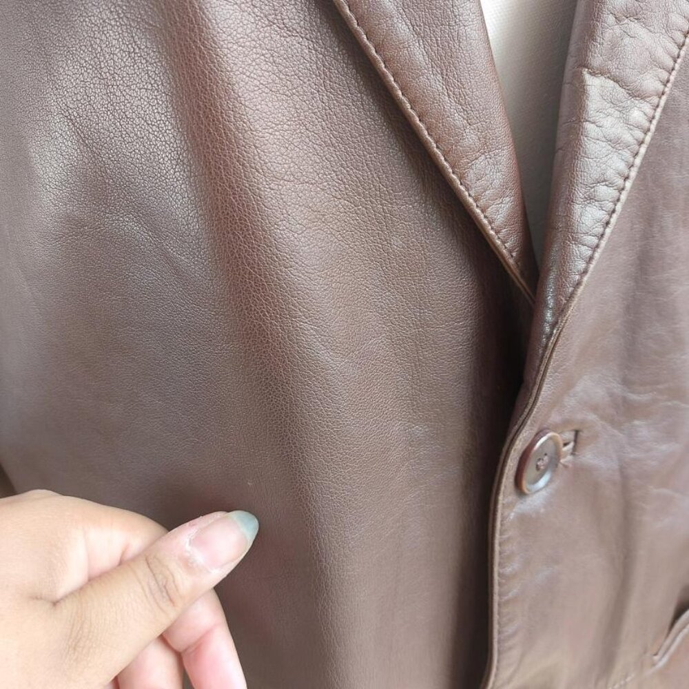 Brown Danier Blazer Style Leather Coat - Picture 4 of 10